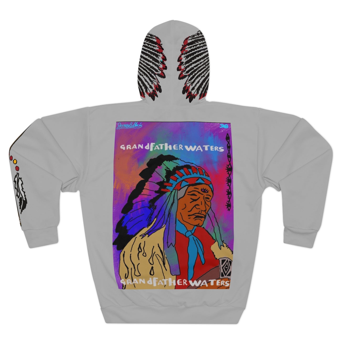 Grandfather Waters Native Chief Hoodie — Colorful Tribal Portrait Pullover