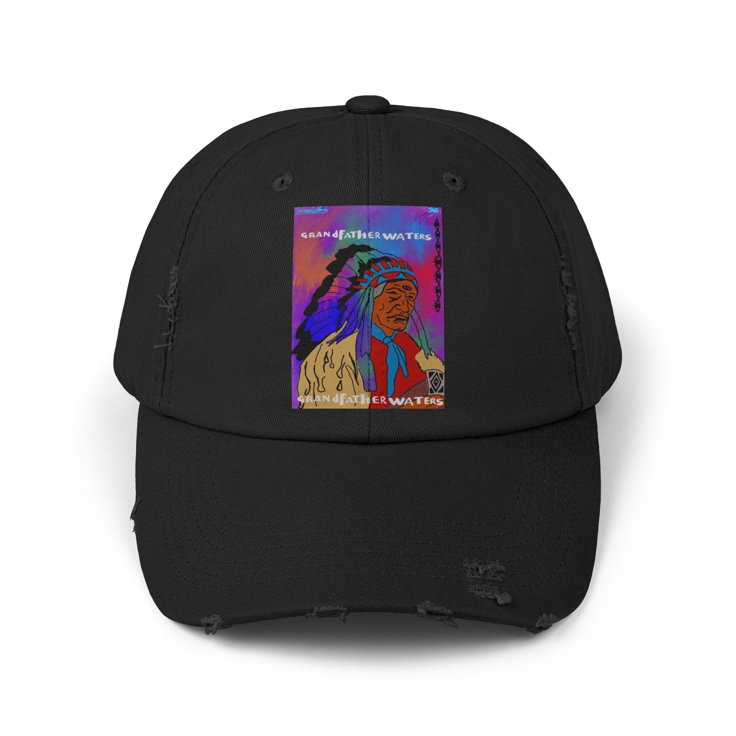 Distressed Baseball Cap — Colorful Native Chief Graphic