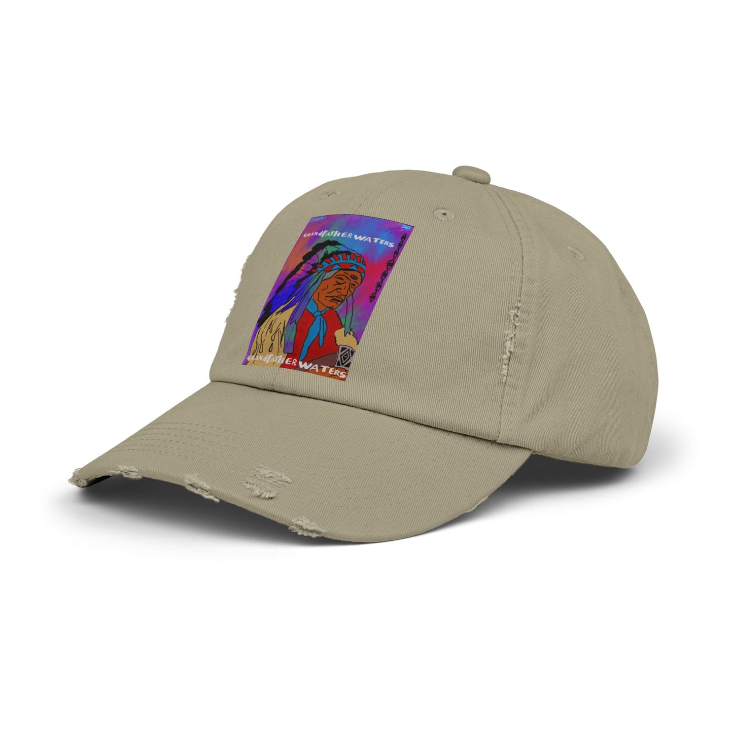 Distressed Baseball Cap — Colorful Native Chief Graphic