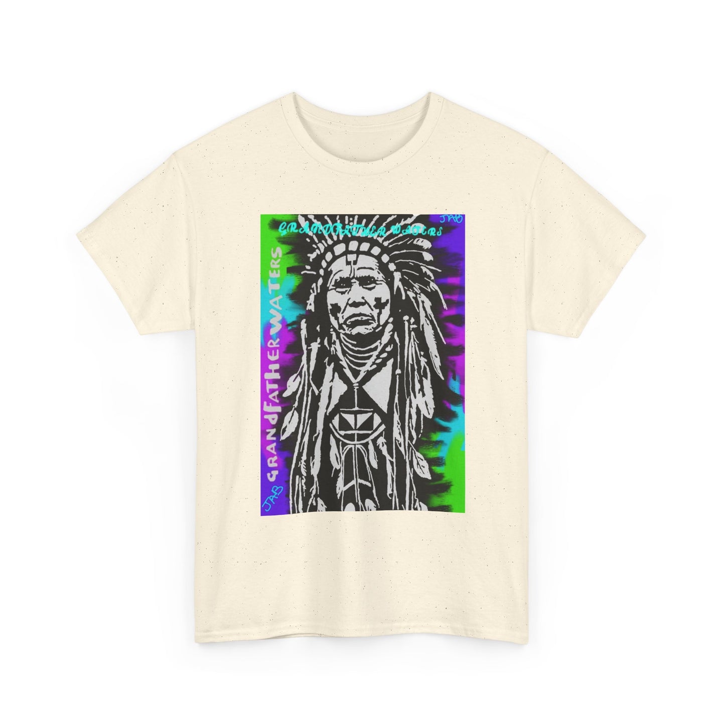 Graphic Tee — Psychedelic Native Chief Portrait T-Shirt Grandfather Waters