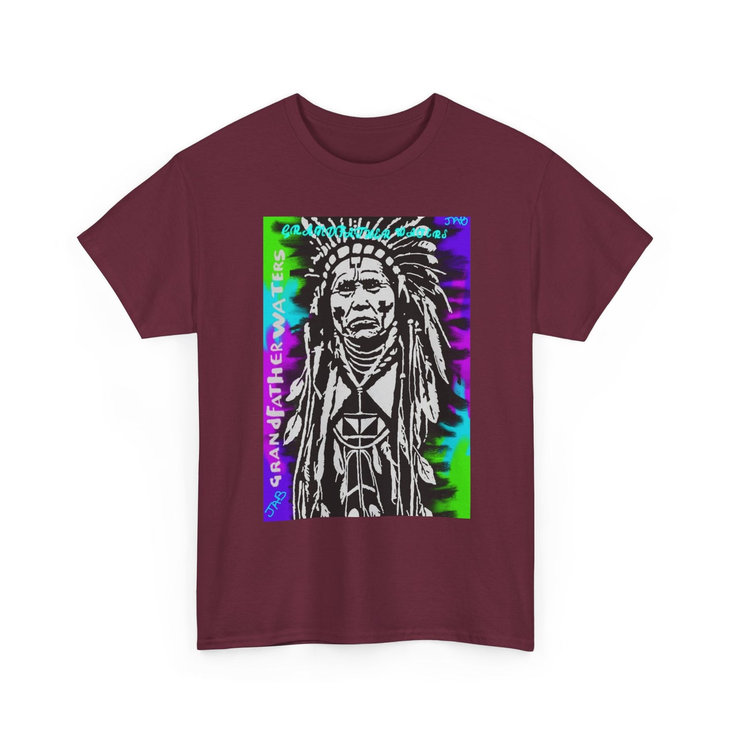 Graphic Tee — Psychedelic Native Chief Portrait T-Shirt Grandfather Waters