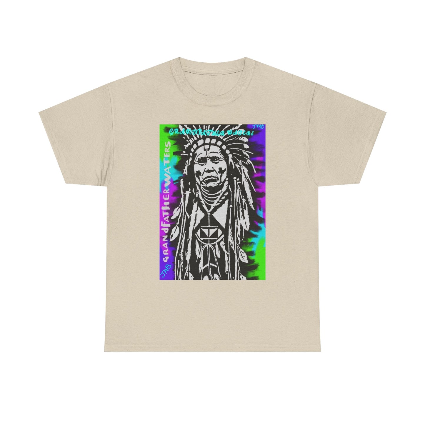 Graphic Tee — Psychedelic Native Chief Portrait T-Shirt Grandfather Waters