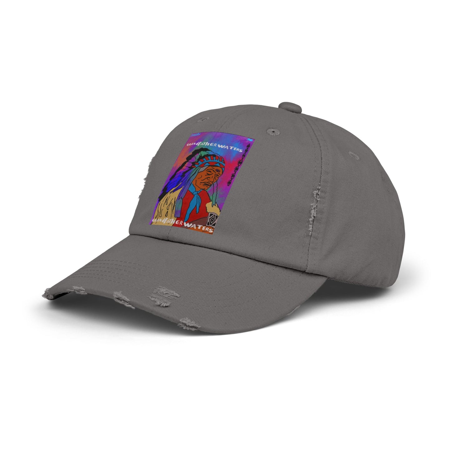 Distressed Baseball Cap — Colorful Native Chief Graphic