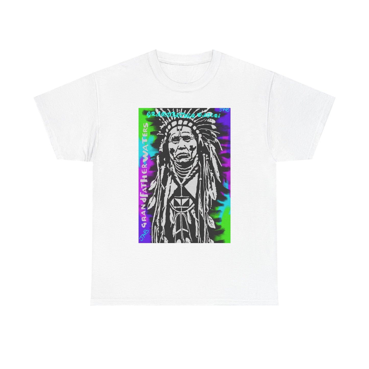 Graphic Tee — Psychedelic Native Chief Portrait T-Shirt Grandfather Waters