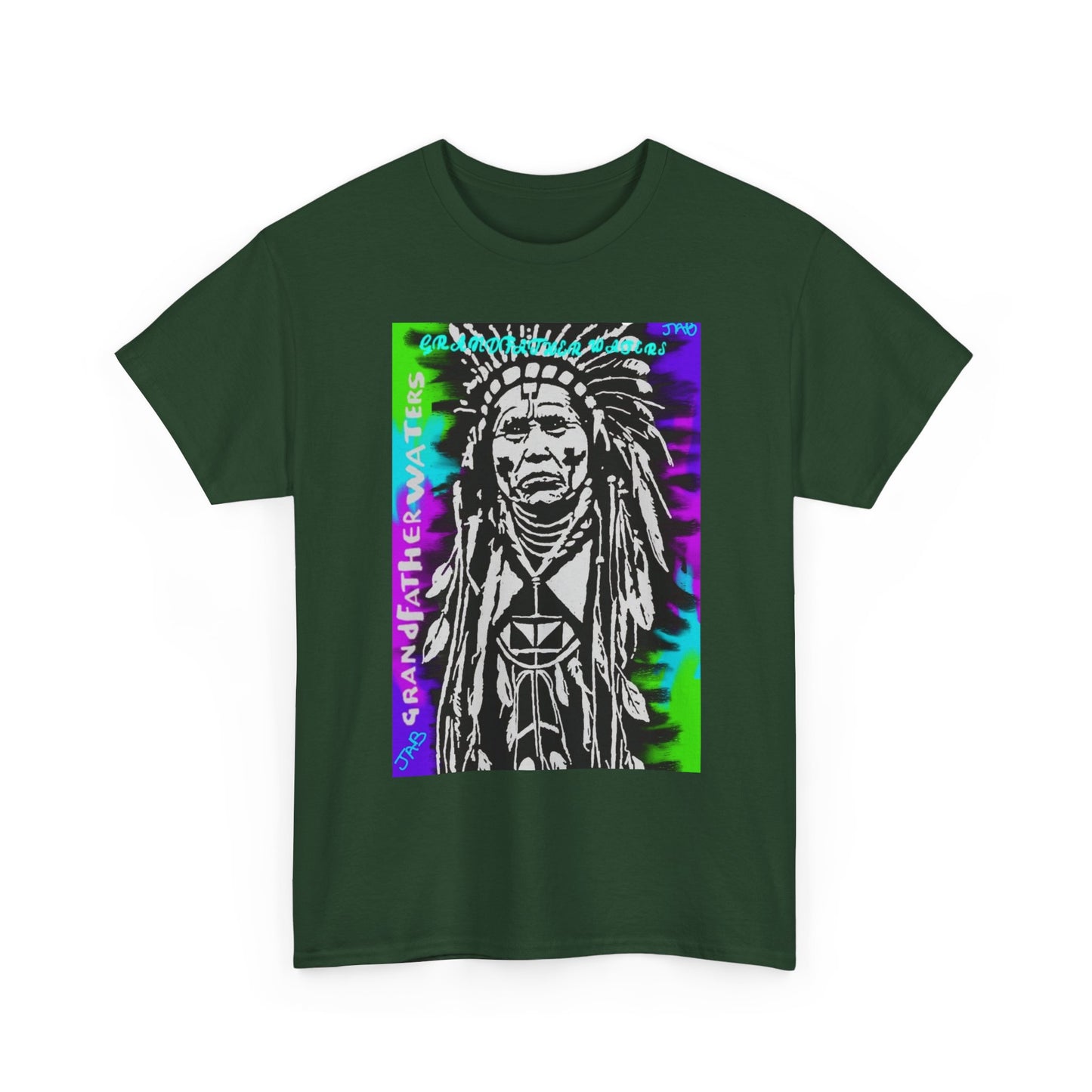 Graphic Tee — Psychedelic Native Chief Portrait T-Shirt Grandfather Waters