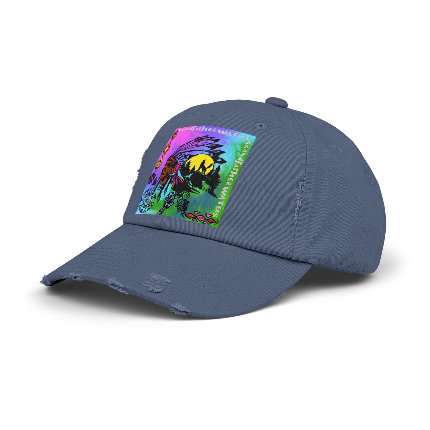 Distressed Cap — Colorful Native Headdress Graphic