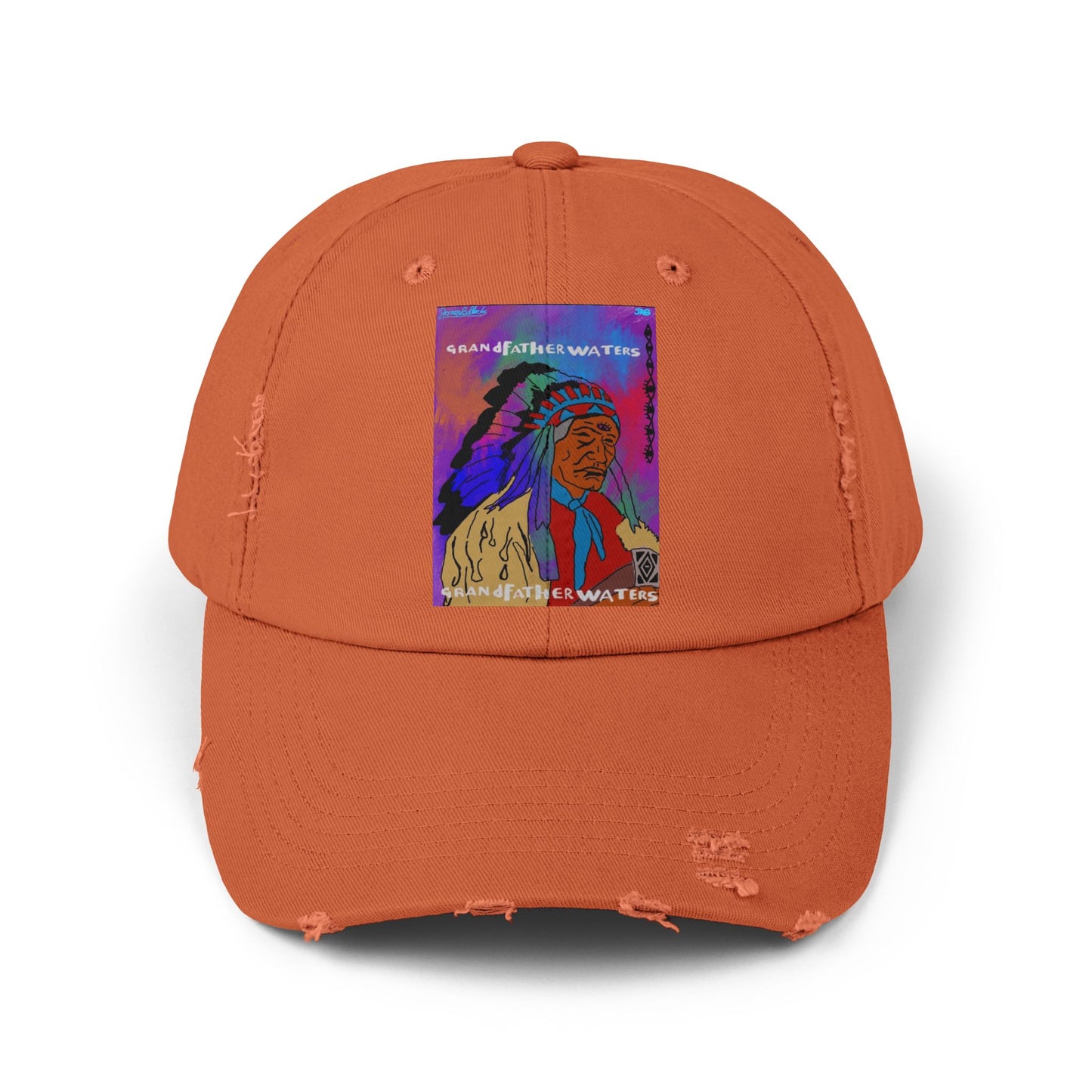 Distressed Baseball Cap — Colorful Native Chief Graphic